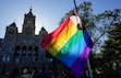 (Francisco Kjolseth  | The Salt Lake Tribune) Salt Lake City Mayor Erin Mendenhall hosts the annual raising of the pride flag at City Hall to kickstart a month of festivities for Utah Pride on Friday, May 30, 2025. The Utah Pride Festival and SLC Pride are adjusting to scaled back sponsorships in 2025. 